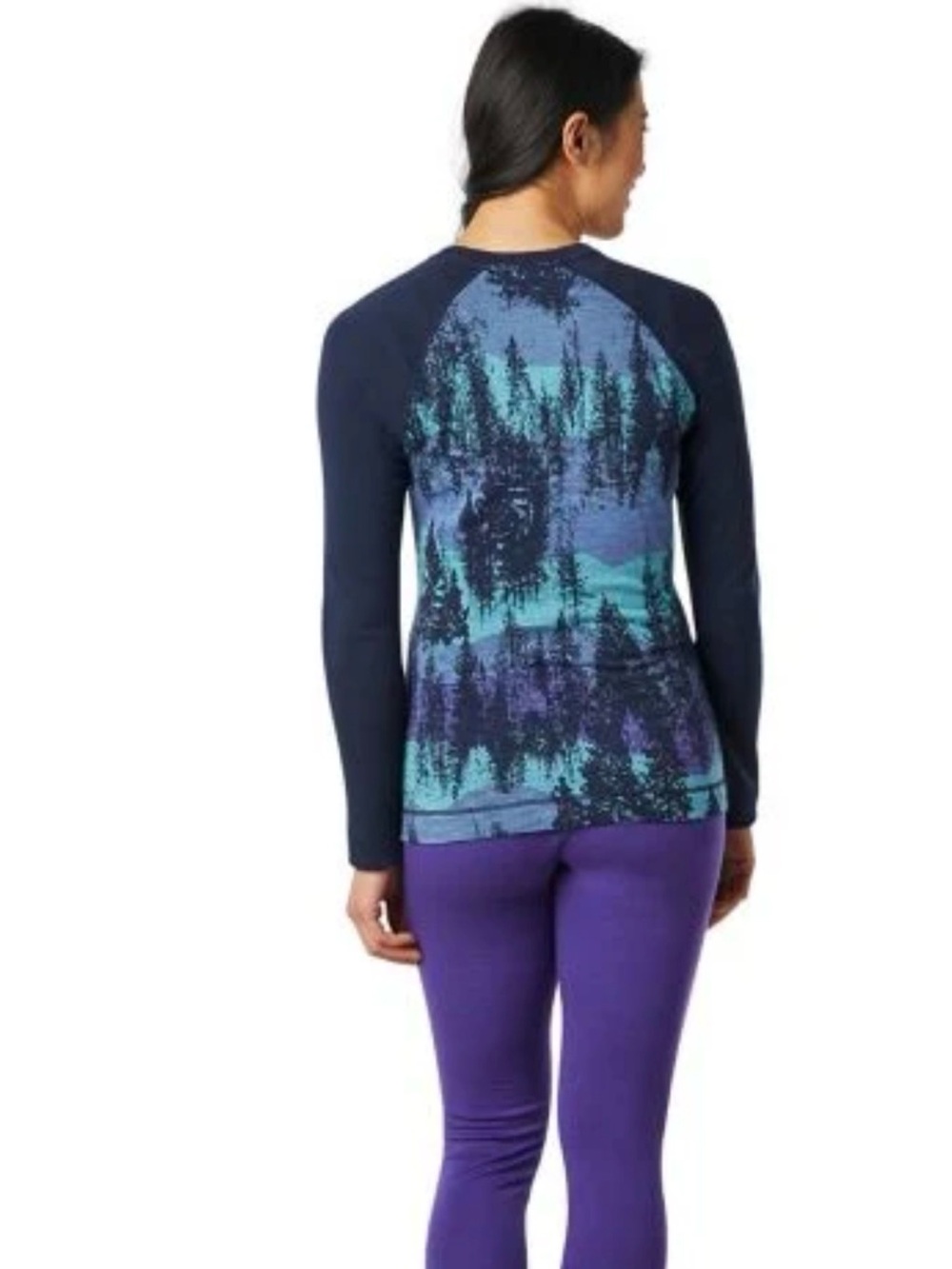 Smartwool Merino 250 Base Layer Pattern Crew Deep Forest Navy Size Large - Picture 3 of 8